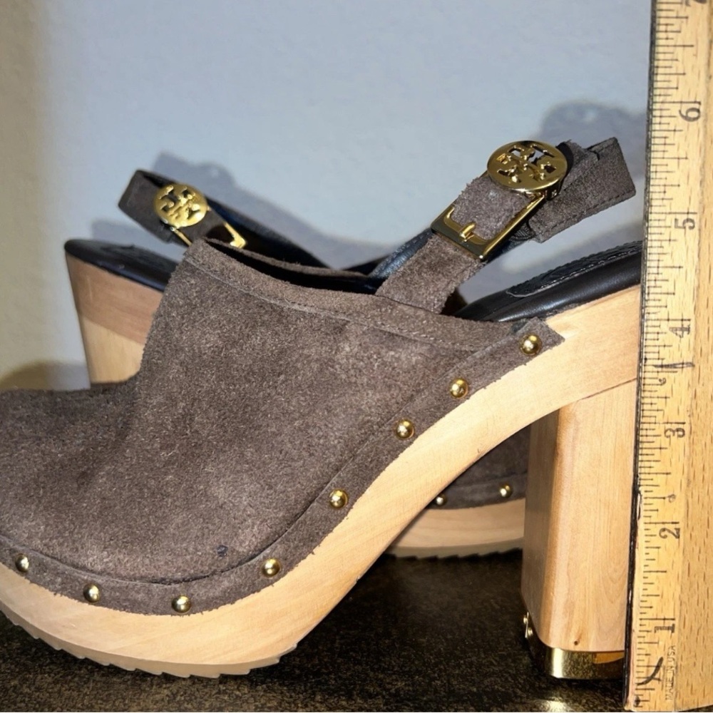 Tori Burch Brown Suede Clogs